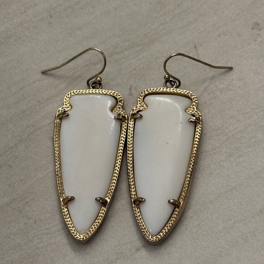 Kendra Scott Skylar White Mother of Pearl Gold Metal Earrings